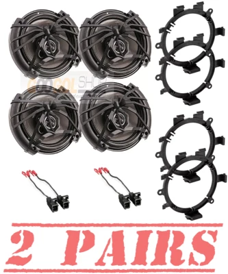 AMERICAN INTERNATIONAL, ALPINE 4) AF.653 300 WATT 3 Way 6.5" Front & Rear Door Speakers W/Install Kits 1995-up