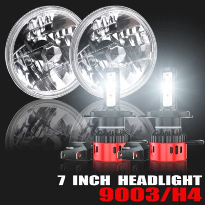 Pair 7" Round Led Headlights for Chevy 1961-74 C10 Pickup/ 1967-81 Camaro Trucks - Image 1 of 4