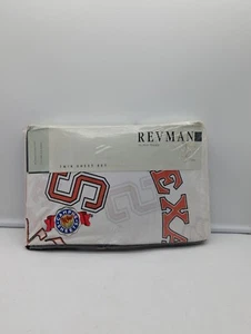 1989 Revman Twin Campus Sheets Set Texas Longhorns 180 Threads USA New Sealed - Picture 1 of 20