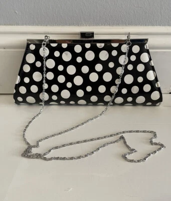 Bolso de Noche Neiman Marcus Mujer Negro Blanco Lunares Charol Cadena S Foto 1 de 4