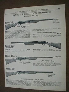 1964 Savage Shotguns 30, 750 Fox Shotguns Mod B   2 sided Catalog PRINT AD 60-29 - Picture 1 of 2