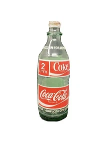2 Liter Coke Bottle. Green Glass 1970s. - Picture 1 of 5