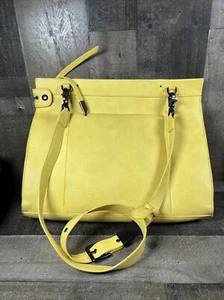 Foley + Corinna Large Dione Satchel Hand Bag Yellow Color Leather 14 X 12 X 5" - Picture 1 of 12