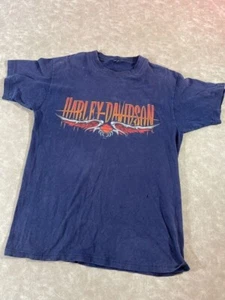 Harley Davidson Milwakue Mens Printed Graphic Shirt Crew Neck Short Sleeve Blue - Picture 1 of 11