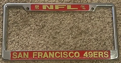 Quadro de placa de licença vintage NFL metal vermelho e dourado San Francisco 49ers - Imagem 1 de 2