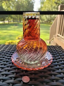 Baccarat Bambous Swirl Rose Tiente Tumble Up Set Bedside Decanter Glass Plate - Picture 1 of 10