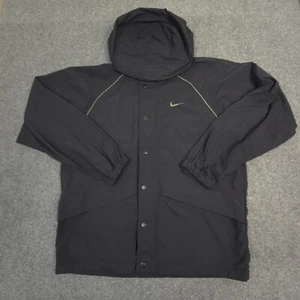 vtg nike Golf Jacket Mens MEDIUM black windbreaker full zip weather hood Size M - Picture 1 of 11