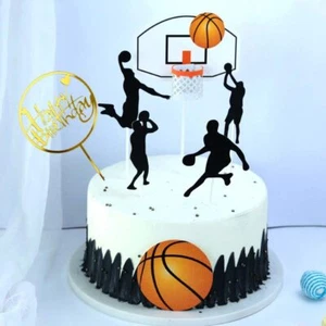 Basketball Happy Birthday Cake Topper Sports Cake Pick Decorations for Men Boys - Picture 1 of 5