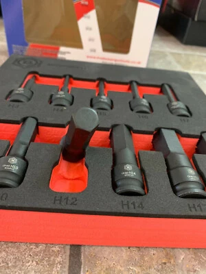 Britool Hex Allen Impact Socket Bit Set Foam Holder 3/8" Drive 3mm - 19mm - Image 1 of 4