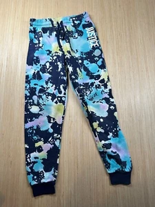 Justice Sweat Pants Joggers Girls Medium 10 Tie Dye Splatter Blue Yellow Purple - Picture 1 of 4