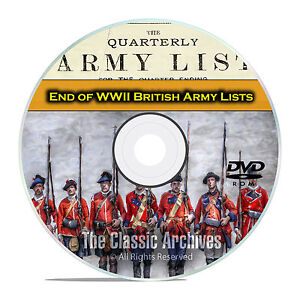 End of WWII British Army Lists,1943-1946, 48 Volumes British History PDF DVD E79
