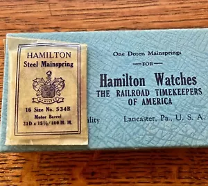 Nuevo de lote antiguo Hamilton resorte principal 16s motor barril reloj de bolsillo talla 16 No. 534B - Imagen 1 de 3