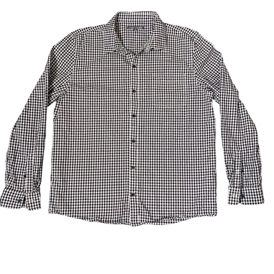 Threads 4 Thought Shirt Mens Large Black & White Checkered Button Up Long Sleeve - Image 1 of 4