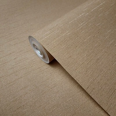 Papel pintado moderno texturizado tela imitación seda naranja aleación sidra contemporánea lisa Foto 1 de 4