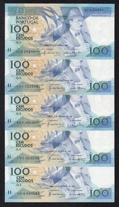 PORTUGAL BANKNOTE - 100 ESCUDOS CH.9 - P179 -1986/87/88  *ALL DATES* - UNC 🇵🇹 - Picture 1 of 3