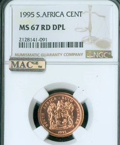 1995 SOUTH AFRICA 5 CENTS NGC 1 CENT ERROR MS67 RD DPL MAC FINEST RARE * - Picture 1 of 2