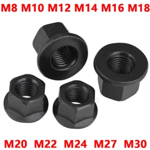 Sechskantmutter Flanschmuttern mit Hohem Bund DIN 6331 Schwarz Stahl 4.8 M8~M30 - Bild 1 von 5