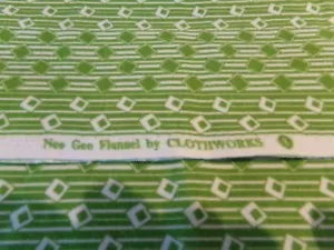 34" X 42" VINTAGE FLANNEL NEO GEO GREENDIAMONDS by CLOTHWORKS NEW COTTON #9739 - Picture 1 of 3
