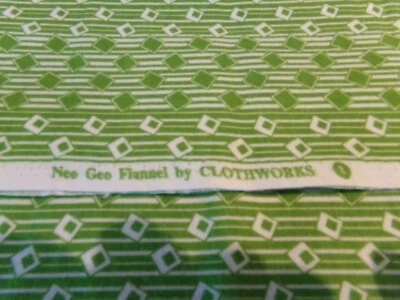 34" X 42" VINTAGE FLANNEL NEO GEO GREENDIAMONDS by  CLOTHWORKS NEW COTTON #9739 - Image 1 of 3