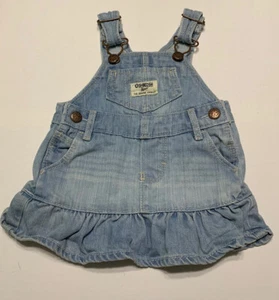 OshKosh BGosh Vestbak Jeans Denim Overall Pullover Rüschenkleid 6 Monate 90er Mädchen Vintage - Bild 1 von 7