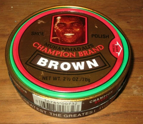 MUHAMMAD ALI CHAMPION BRAND SHOE POLISH BROWN 2 1/2 OZ Cover