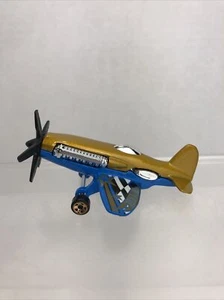 2004 Mattel Die Cast Airplane Blue Gold C2719 - Picture 1 of 9