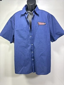 Camisa Azul Oficial Terrible Otoño Empleado de Gasolinera Trabajo Abotonada L - Imagen 1 de 9
