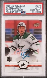 2020-21 Upper Deck Clear Cut Rookie Auto Ty Dellandrea Dallas Stars PSA 9 - Picture 1 of 2