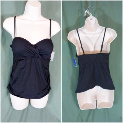 Apt. 9 Tankini Top Talla Mediana Negro Copa Moldeada Traje de Baño Top Acanalado Con Aros Foto 1 de 4