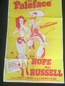 THE PALEFACE ORIG. Póster de la película R-1958 27x40 Jane Russell Bob Hope Al Hersfeld - Imagen 1 de 6