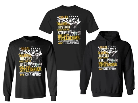 Men's UFC Israel Adesanya Step Up Boxing Black T-shirt For Fan Full Size Cover