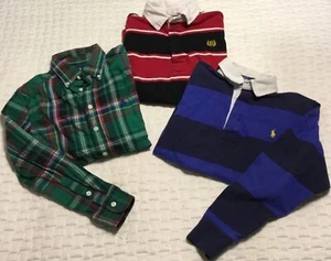 Polo Ralph Lauren / Chaps Rugby & Flannel L/S Shirts Boys Small (8) Lot of (3) - Picture 1 of 13