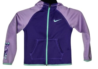 Nike Girls Purple Dri-Fit Full Zip Hooded Jacket Size Small (5) Active Outdoor - Image 1 of 4