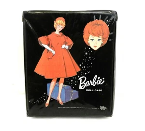Mattel TEENAGE BARBIE Doll Case Black Vinyl Red Coat 1963 SPP ~VG~ T02 - Picture 1 of 12