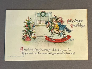 A/S Frances Brundage Gibson Christmas Series 219, Children Rocking Horse ca 1910 - Picture 1 of 2
