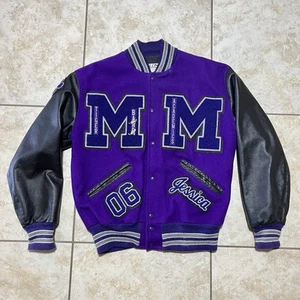 VTG 80s 90s DeLong Varsity Letterman Wool Leather Jacket Mens Medium - Bild 1 von 14