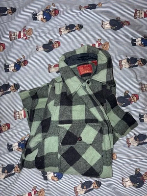 Vintage Sears Kings Road Flannel Shirt Men Medium Green Plaid Wool Pockets 70s - Image 1 of 4