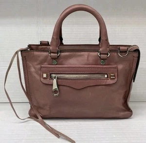 Rebecca Minkoff Regan Mini Satchel Pink Genuine Leather Satchel 2 Handles - Picture 1 of 12