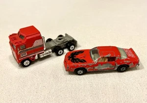 1980's BJ & the Bear Yatming Kenworth K100 Semi Truck & Pontiac Firebird - Picture 1 of 9