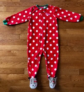 Fleece Sleeper One Piece Footed Carters Pajamas Red Santa’s Little Helper 2T - Picture 1 of 3