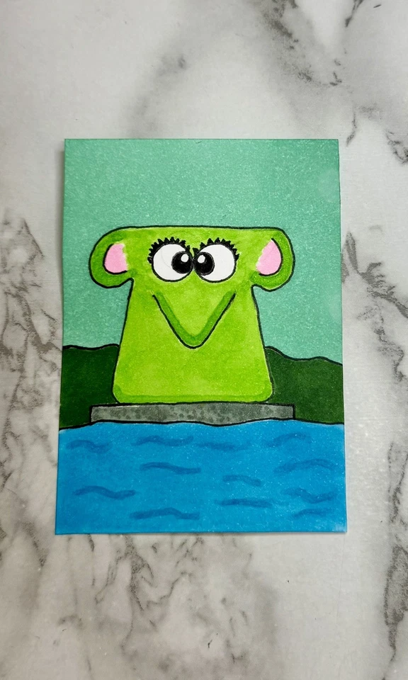 ACEO ATC OOAK - Edición de Tarjeta de Arte Original - Tarjeta Coleccionable de Arte - “Greenie” Foto 1 de 1