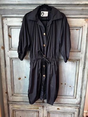 Vestido Camisa Vintage Lanvin Negro Algodón Talla 38 Hecho en Italia Foto 1 de 4