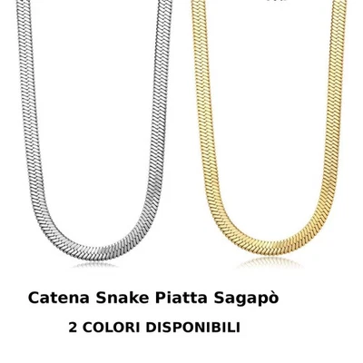 Sagapo Collana Donna Acciaio e Dorata Catena Snake Piatta Sagapò SHK82 SHK85 - Immagine 1 di 2
