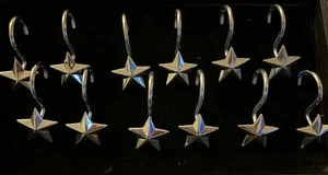 12 ganchos de cortina de ducha cromados en forma de estrella - hermosa decoración de baño de granja - Imagen 1 de 2