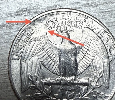 Moneda coleccionable 1988 D Washington cuarto acuñada a través de error de grasa. Foto 1 de 4