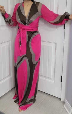ISSA London Pink Brown Tan Long Maxi Dress US Small or 2 - Image 1 of 4