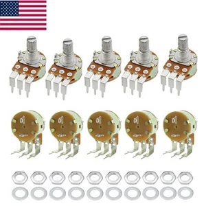 US Stock 10PCS Rotary Potentiometer With Switch ON/OFF Right Angle 3-Pin 1k-500k - Picture 1 of 13