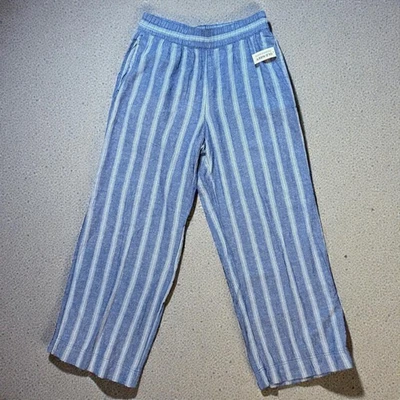 Nuevo con etiquetas Pantalones Old Navy Para Mujer Cintura Alta Mezcla de Lino Pierna Ancha Rayas BOHO Talla M Foto 1 de 4