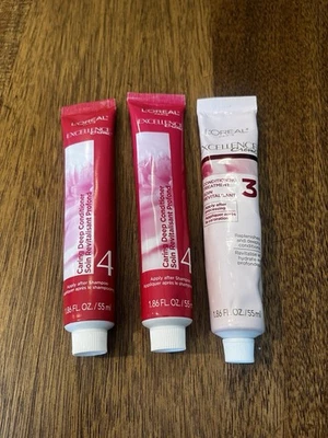 Loreal Excellence Creme Deep Caring Conditioner (2) 4 (1) 3 Lot of 3 1.86 Fl OZ - Image 1 of 2