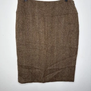 Ralph Lauren Black Label Skirt 12 Wool Brown Herringbone Pencil Old Money - Picture 1 of 8